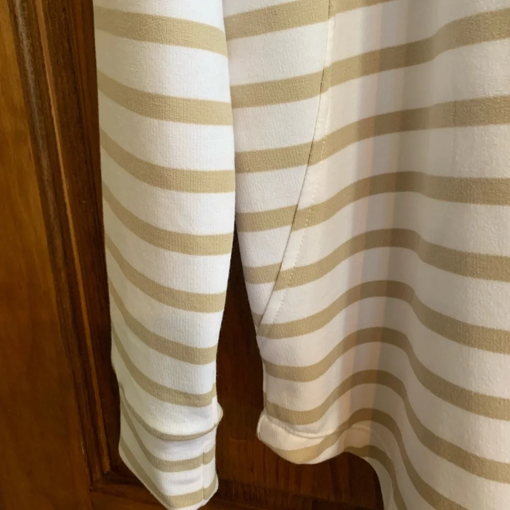 Cable & Gauge Tan and White Striped Hoodie - Picture 3 of 5